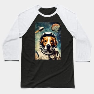 Astronaut Dog in Space Vintage Surreal Collage Art Baseball T-Shirt